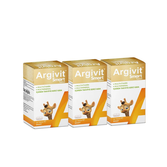 Argivit Smart 3 Box 30 Tablets Supplementary Food Containing L-Arginine, Phosphatidylserine, Iron, Multivitamin and Multiminerals