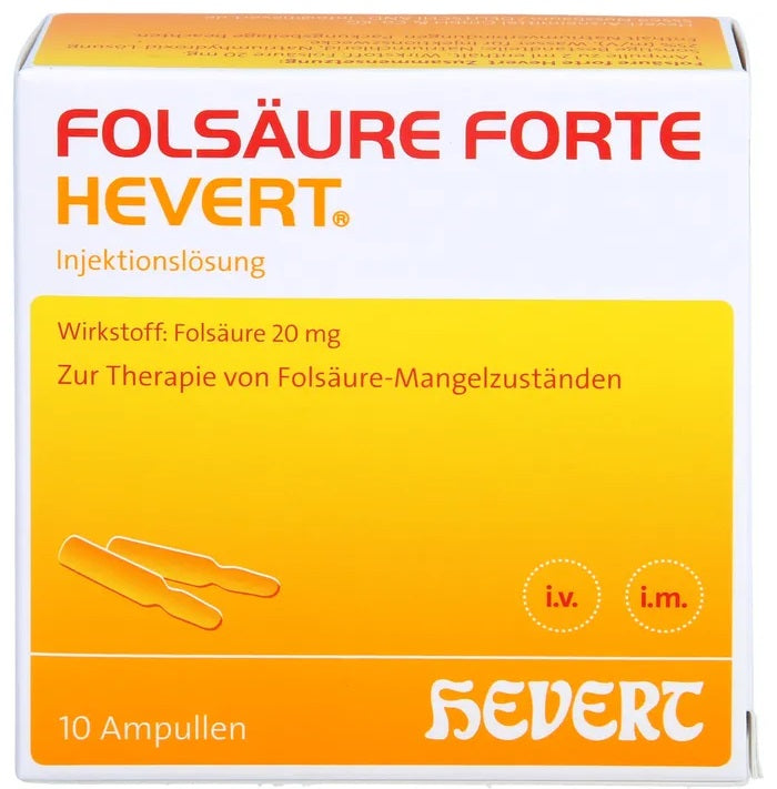 Folic Acid Forte-Hevert 10 x 2ml Liquid Ampoules – High-Dose Folic Acid Supplement