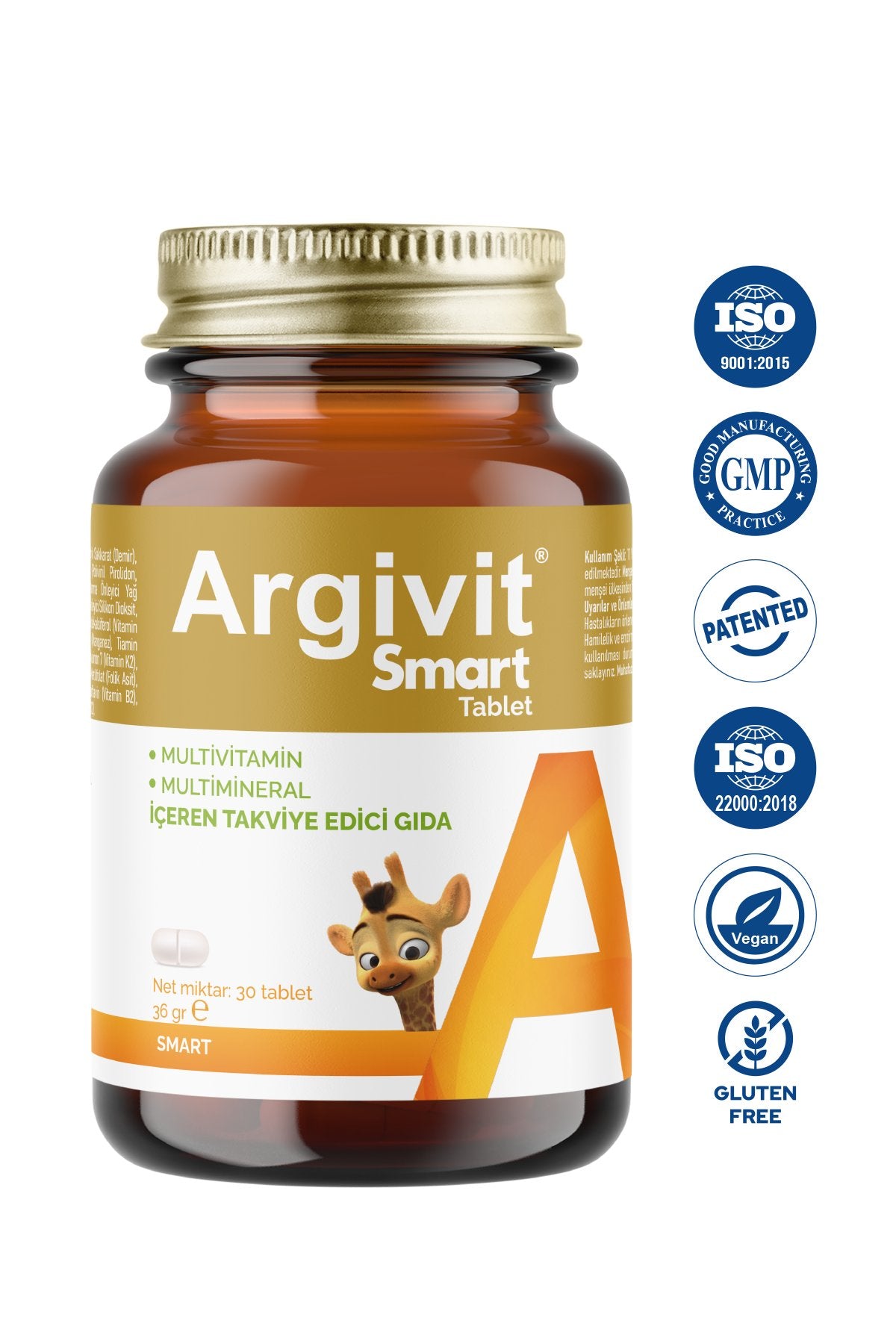 Argivit Smart 3 Box 30 Tablets Supplementary Food Containing L-Arginine, Phosphatidylserine, Iron, Multivitamin and Multiminerals