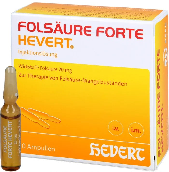 Folic Acid Forte-Hevert 10 x 2ml Liquid Ampoules – High-Dose Folic Acid Supplement