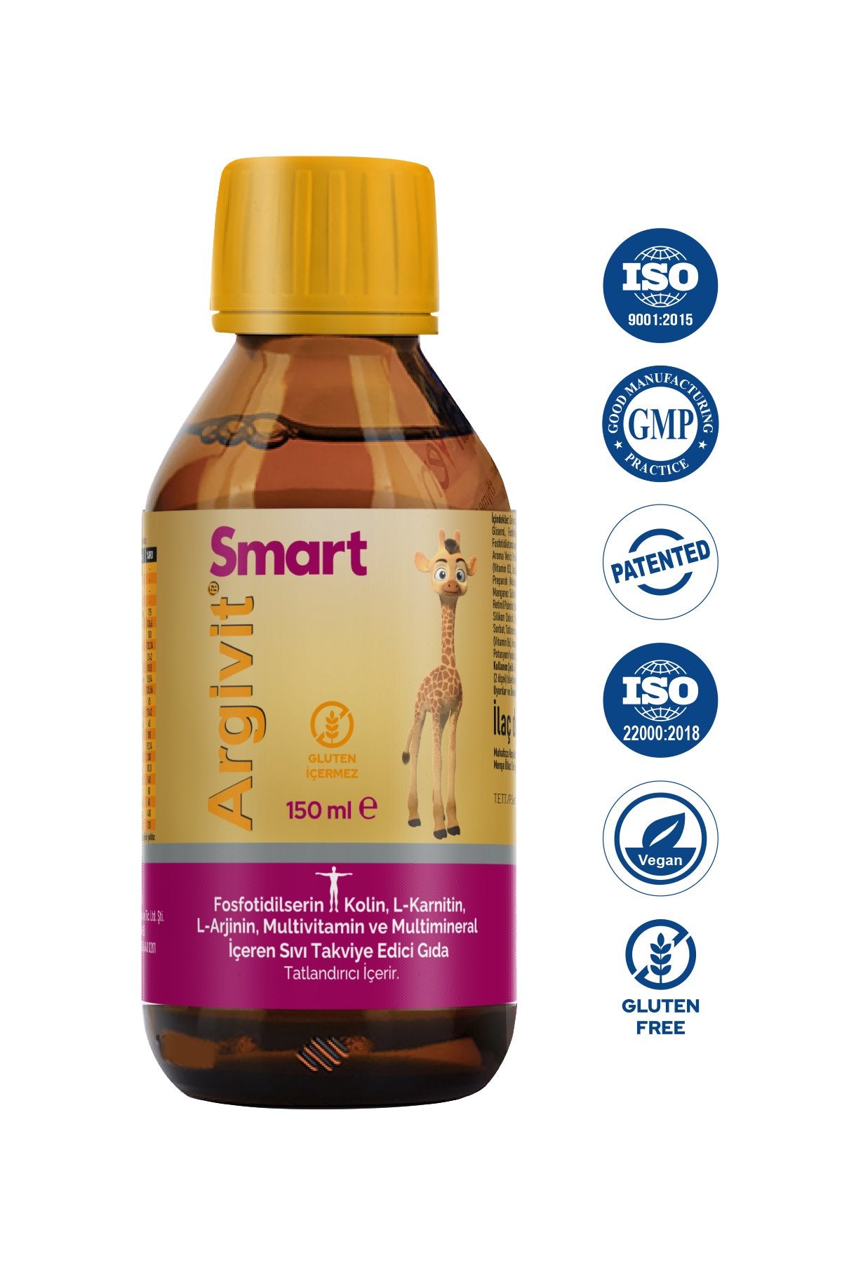 Argivit Smart Syrup 150 ml 3 Pcs Liquid Food Supplement L-Arginine, Multivitamin and Multimineral