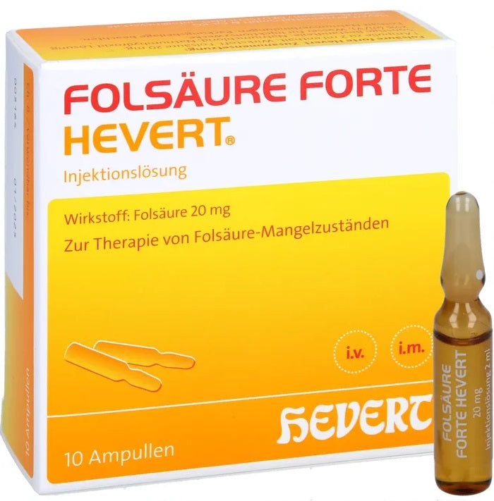 Folic Acid Forte-Hevert 10 x 2ml Liquid Ampoules – High-Dose Folic Acid Supplement