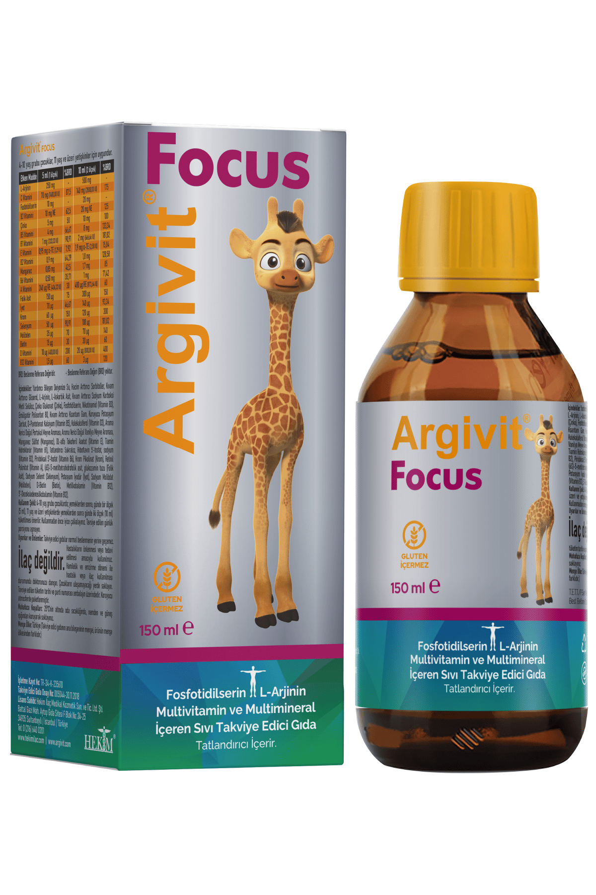 Argivit Focus Syrup 3 X 150 ml Supplementary Food Containing L-Arginine...