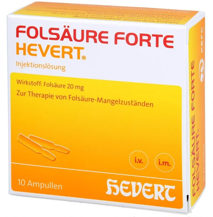 Folic Acid Forte-Hevert 10 x 2ml Liquid Ampoules – High-Dose Folic Acid Supplement