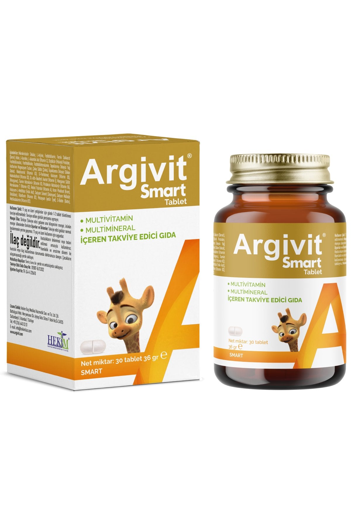 Argivit Smart 3 Box 30 Tablets Supplementary Food Containing L-Arginine, Phosphatidylserine, Iron, Multivitamin and Multiminerals