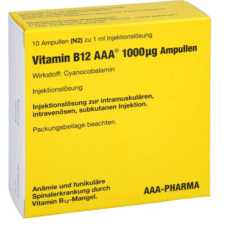 Vitamin B12 1000 μg/ml Ampulle Cyanocobalamin Injektion 10X1ml