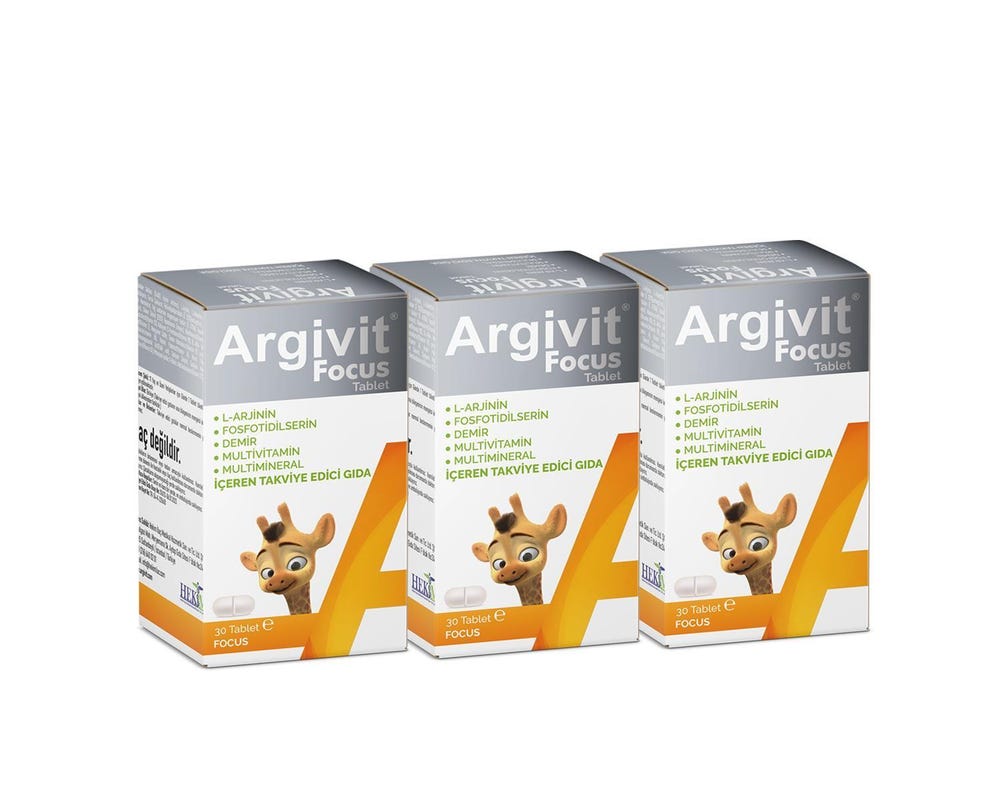 Argivit Focus Tablet 3 Boxen 90 Tabletten Ergänzungsnahrung mit L-Arginin I Phosphatidylserin I Eisen I Multivitamin und Multimineral